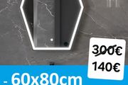 LED Bathroom Mirror 60x80cm Black Demister