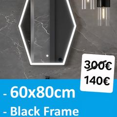 LED Bathroom Mirror 60x80cm Black Demister