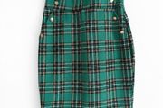 New Emerald Green Plaid Pencil Skirt