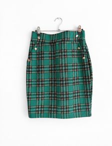 New Emerald Green Plaid Pencil Skirt
