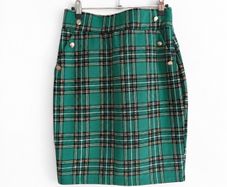 New Emerald Green Plaid Pencil Skirt