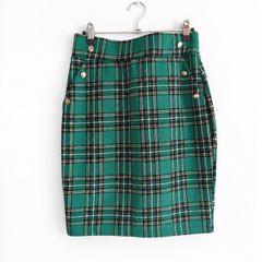 New Emerald Green Plaid Pencil Skirt