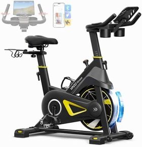 Exercise Bike for Home Use, Quiet Indoor Spin Bike with LED Display for Workout & Cardio, Magnetic Resistance Stationary Bike, APP Compatible, 350LB Weight Capacity