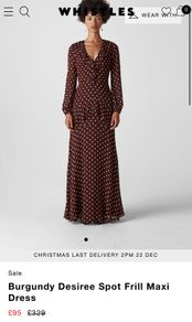 Whistles Burgundy Maxi Dress - Size 6