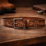 Premium Embossed Genuine Leather Belt Stylish Vintage Designer Belt Durable Formal & Casual Waist Belt Image 2