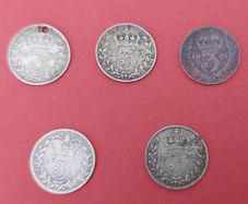 England  1881 /92 5  Victorian 3d  Coins  Very Fine condition