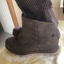 Taupe leather wedge ankle boots Image 2