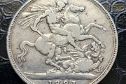 1891 United Kingdom 1 Silver Crown - Victoria 2nd portrait coin
