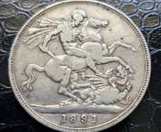 1891 United Kingdom 1 Silver Crown - Victoria 2nd portrait coin