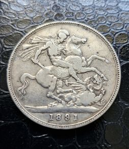 1891 United Kingdom 1 Silver Crown - Victoria 2nd portrait coin