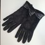 Black Leather & Suede Gloves with Bow Detail | Elegant Winter Accessories Image 5