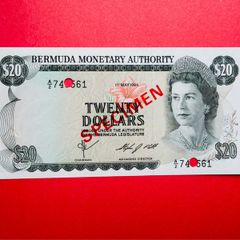 Bermuda  20 DOLLARS  1984.  ( Specimen  )  Rare  Pick  31s. Uncirculated