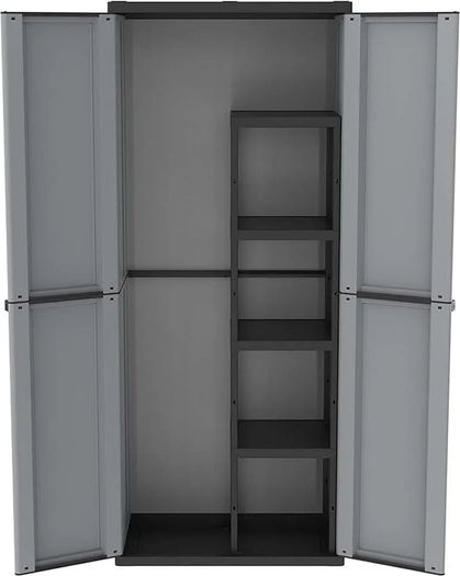2 Door Cabinet with 1 Internal Shelving and 4 Shelves - 68x37.5x163.5 cm