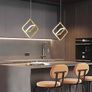 Modern LED Pendant Light Gold Rectangular Ring Light Fixture Height Adjustable Chandelier Suitable for Kitchen Island Bedroom Living Room Foyer(2-Ring) Image 2