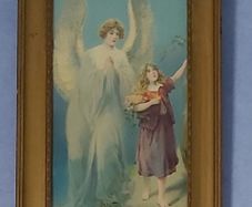 Vintage The Guardian Angel Religious Framed Picture