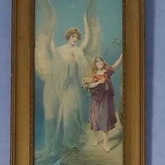 Vintage The Guardian Angel Religious Framed Picture