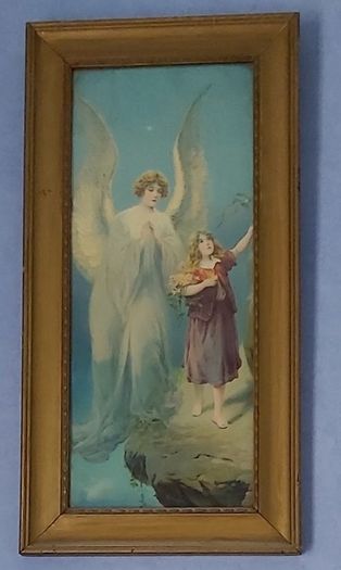 Vintage The Guardian Angel Religious Framed Picture