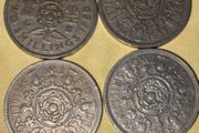 Four Great Britain Pre-Decimal Two Shillings Florin Coins (1950-1966)