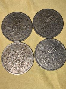 Four Great Britain Pre-Decimal Two Shillings Florin Coins (1950-1966)