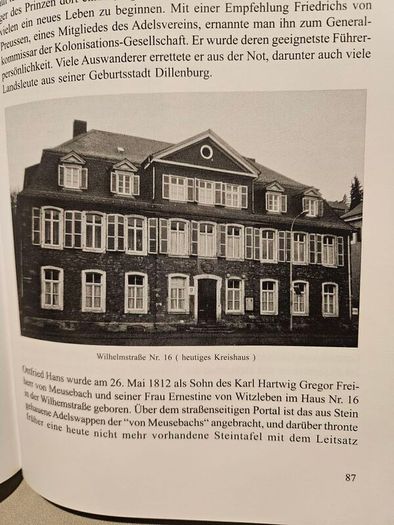 Von Dillenburg Na H Texas By  Ursula Hatzfeld. Die Auswanderung Im Amt Dillenburg Von 1845 Bis 1846. First Edition Hardback In Good Condition.  See Photos For Same.
