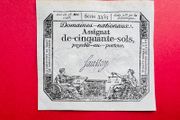 France   FRENCH  REVOLUTION 50  Sols  23 / 5 /  1793 Scarce Early note ) Pick. Ao70b