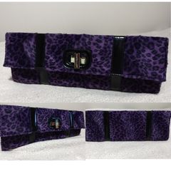 Beautiful Purple Velvet Clutch Bag, NEW