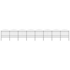 Garden Fence with Spear Top Steel (1.5-1.75)x13.6 m Black