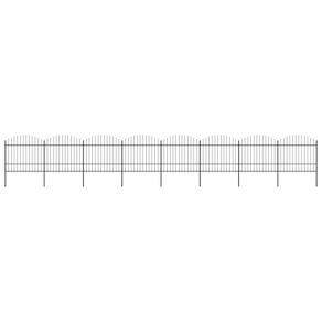 Garden Fence with Spear Top Steel (1.5-1.75)x13.6 m Black