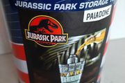 Jurassic Park collectable drinking glass and tin