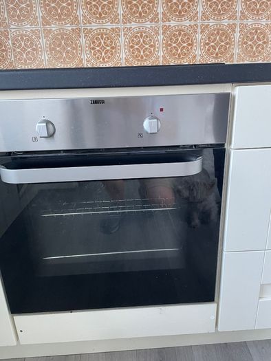 Kitchen including integrated dishwasher and cooker