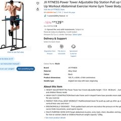 JX FITNESS Power Tower Adjustable Dip Station Pull up Bar Push Up Workout Abdominal Exercise Home Gym Tower Body Building