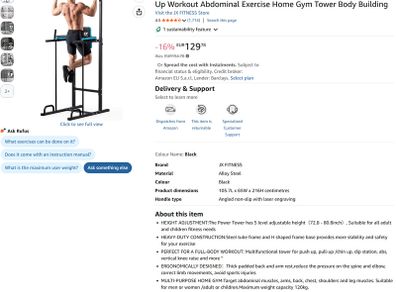 JX FITNESS Power Tower Adjustable Dip Station Pull up Bar Push Up Workout Abdominal Exercise Home Gym Tower Body Building