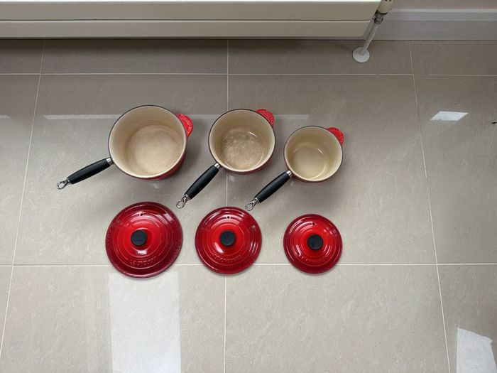 Le Creuset Cast Iron Saucepan Set 16cm, 18cm & 20cm