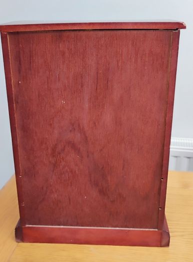 Vintage  Wooden Jewelry Box Floral Door 2 Drawers Necklace Hanger Rings