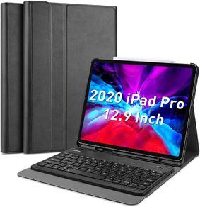 Keyboard Case iPad Pro 12.9 2020 & 2018 Keyboard Case with Pencil Holder, Slim Lightweight Smart Cover with Detachable Wireless Keyboard for iPad Pro 12.9 inch 4th Gen 2020 / 3rd Gen 2018, 2019 2020, 2021, 2022