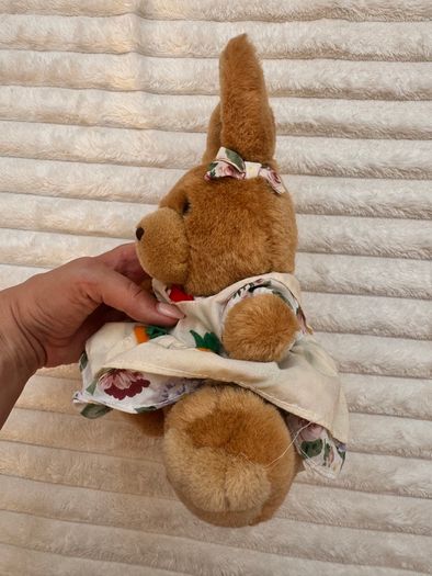 Vintage TCC Continuity Holdings 1995 Bunny Rabbit Floral Dress Soft Plush approx. 24 cm. (with ears) Used Please see photos