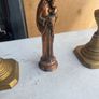 2 solid brass candle holders/ solid copper holy statue Image 4
