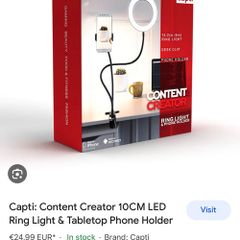 Capti 15 LED Ring Light and Tabletop Phone Holder BNIB