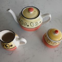 Teapot sugar bowl and milk jug