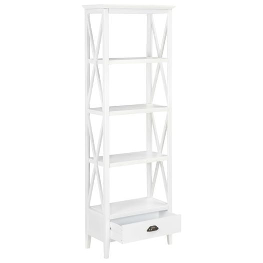 Bookcase with 1 Drawer White 60x30x170 cm MDF