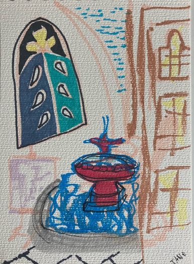 Original Art Picssso Style Meets Roman plaza contemporary Irish Art abstract painting