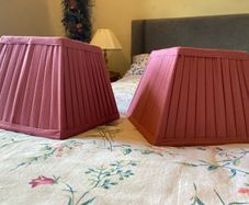 Pair of pink lampshades 8 inch at base