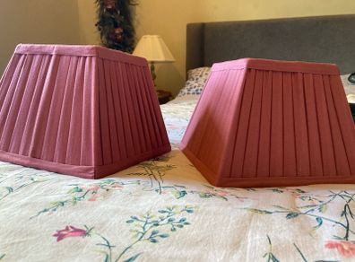 Pair of pink lampshades 8 inch at base