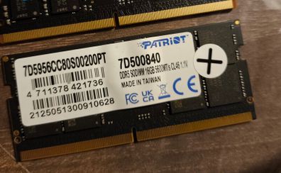 1x 16GB DDR5 Laptop RAM Sodimm 5600MHz Patriot