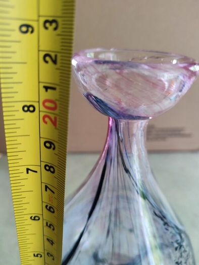 Striking, unusual and beautiful, small hand blown JER POINT vase