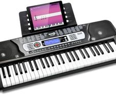 54 Key Keyboard Piano with Power Supply, Sheet Music Stand, Piano Note Stickers & Simply Piano Lessons, Black