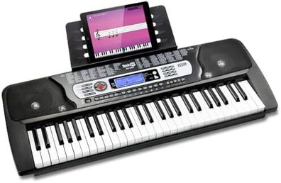 54 Key Keyboard Piano with Power Supply, Sheet Music Stand, Piano Note Stickers & Simply Piano Lessons, Black