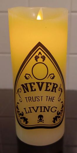 Beetlejuice inspired led candle
