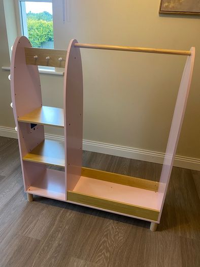 wooden dress up rack with lights