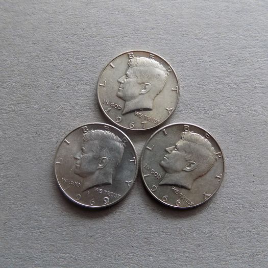USA,JFK Silver Half Dollars.(3) 1966,1967,1969.